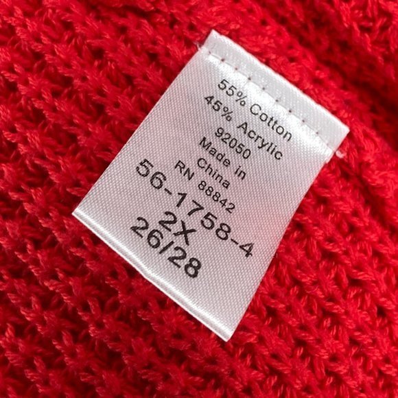 Woman Within 2X 26/28 Red Draped Shawl Open Front Cotton Blend Cardigan Sweater - Picture 4 of 5